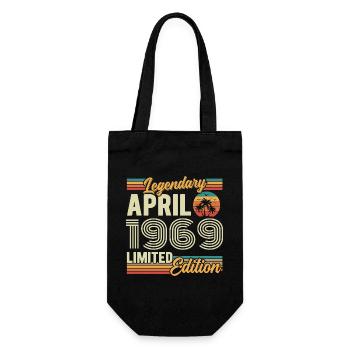April 1969 57th Anniversary Gift - April 1969 - Gift Bag for Bottles - black - Front