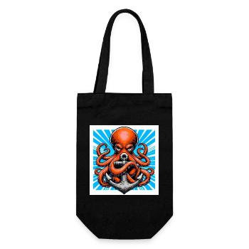 Octopus embraces an Anchor - Gift Bag for Bottles - black - Front