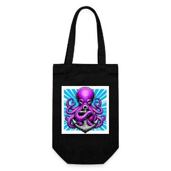 Octopus embraces an Anchor - Gift Bag for Bottles - black - Front