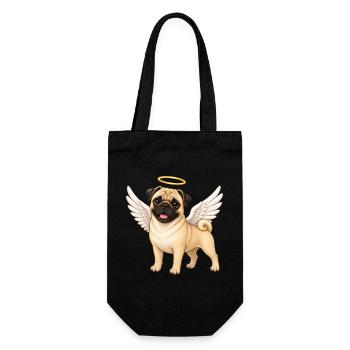 Cute Pug Angel Cartoon Dog Friends Animals - Gift Bag for Bottles - black - Front