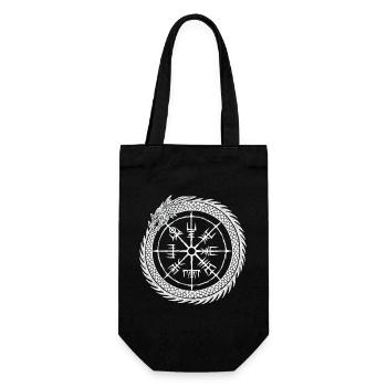 Vegvisir Midgardschlange - Wikinger Kompass - Geschenkbeutel für Flaschen - Schwarz - Vorne