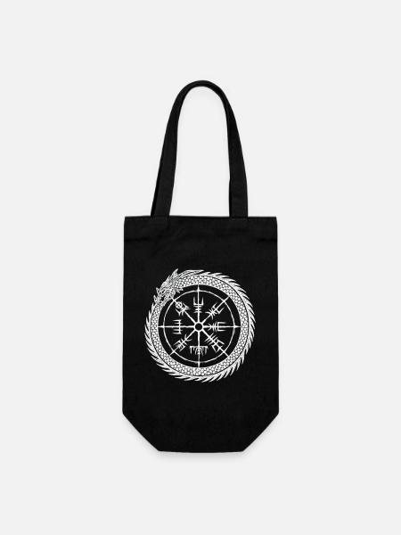Vegvisir Midgard Serpent - Boussole viking - Sac à bouteille - noir