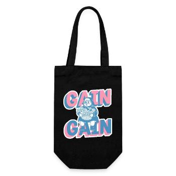 Gain Gain Gym Girl Cartoon - Gift Bag for Bottles - black - Front