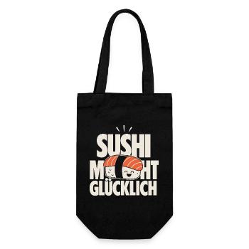 Sushi Macht Glücklich Kawaii Design - Geschenkbeutel für Flaschen - Schwarz - Vorne