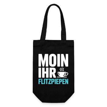Moin Ihr Flitzpiepen Norddeutsch Hamburg Büro Moin - Geschenkbeutel für Flaschen - Schwarz - Vorne