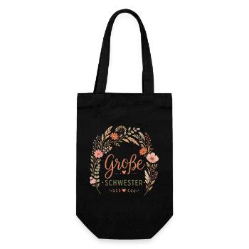 Große Schwester Blumenkranz - Geschenkbeutel für Flaschen - Schwarz - Vorne