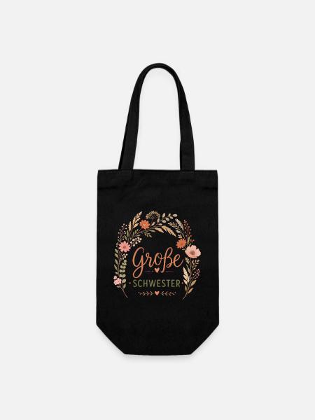 Große Schwester Blumenkranz - Geschenkbeutel für Flaschen - Schwarz