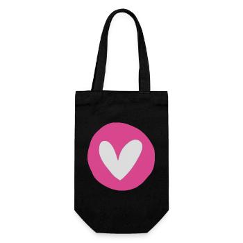Rosy Heart Emblem on Circular Pink Field - Gift Bag for Bottles - black - Front