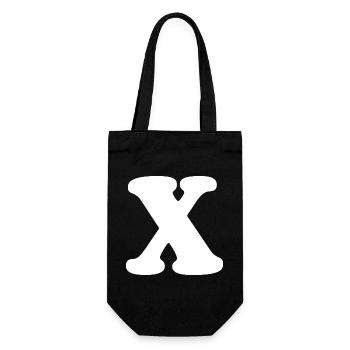Großes X Stil-Print | Buchstabe X | X Logo - Geschenkbeutel für Flaschen - Schwarz - Vorne