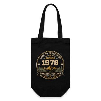 August 1978 Original Birthday Vintage Mountain - Geschenkbeutel für Flaschen - Schwarz - Vorne