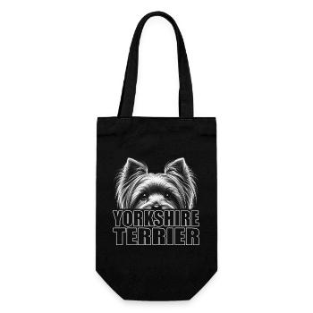 Yorkshire Terrier Porträt mit Schriftzug - Geschenkbeutel für Flaschen - Schwarz - Vorne