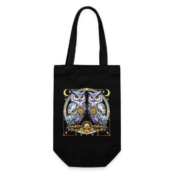 Steampunk Owls Lunar Gear Design. - Geschenkbeutel für Flaschen - Schwarz - Vorne