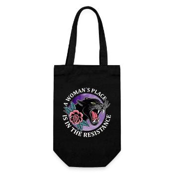 Feminismus A Woman´s Place Is In The Resistance - Geschenkbeutel für Flaschen - Schwarz - Vorne