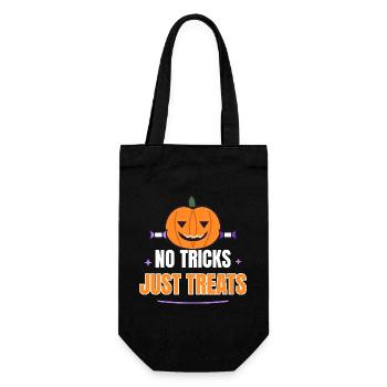 No Tricks Just Treats Cute Pumpkin Funny Halloween - Geschenkbeutel für Flaschen - Schwarz - Vorne