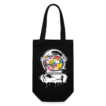 Astronaut Space Helmet with flowers - Gift Bag for Bottles - black - Front