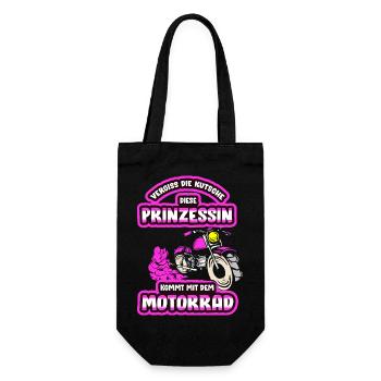 Vergiss die Kutsche Prinzessin Motorrad Mädchen - Geschenkbeutel für Flaschen - Schwarz - Vorne