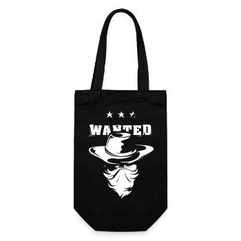 Wanted Cowboy Bandit Gangster Symbol icon Logo - Geschenkbeutel für Flaschen - Schwarz - Vorne