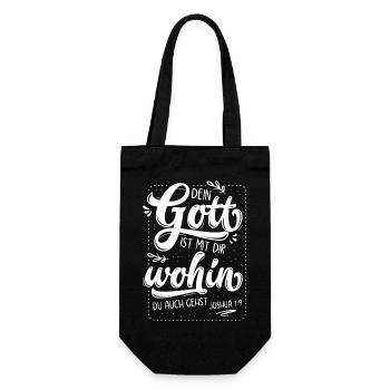 Dein Gott Ist Mit Dir - Geschenkbeutel für Flaschen - Schwarz - Vorne