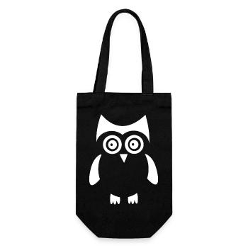 weiße Eule Vogel weiß - Geschenkbeutel für Flaschen - Schwarz - Vorne