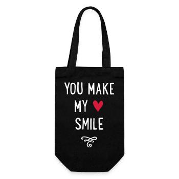 you make my heart smile - Geschenkbeutel für Flaschen - Schwarz - Vorne