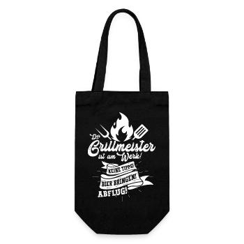Vatertag Grillmeister Flammenlogo Motiv  - Geschenkbeutel für Flaschen - Schwarz - Vorne