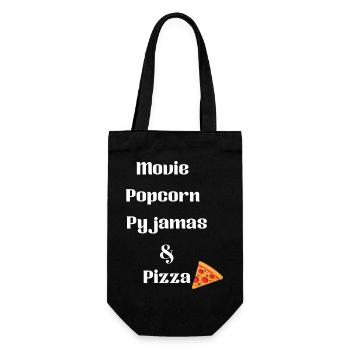 Un film, du pop-corn, un pyjama et une pizza - Sac à bouteille - noir - Devant