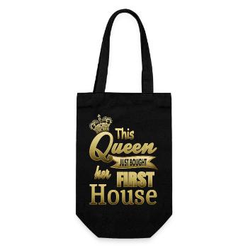 This queen has just bought her first house - Gift Bag for Bottles - black - Front