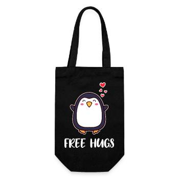 Animal Cute Penguin Heart Statement Seabird South Pole - Gift Bag for Bottles - black - Front