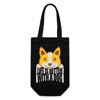 better with a dog - Gift Bag for Bottles - black - Front