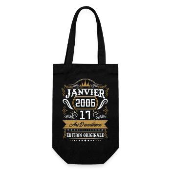 Janvier 2006 17 Ans Rétro Cadeau D'anniversaire - Sac à bouteille - noir - Devant