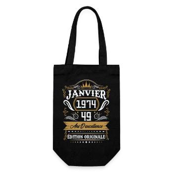 Janvier 1974 49 Ans Rétro Cadeau D'anniversaire - Sac à bouteille - noir - Devant