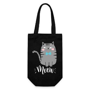 Mignon Kawaii drôle de chat disant miaulement - Sac à bouteille - noir - Devant