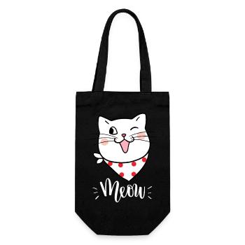 Mignon Kawaii drôle de chat disant miaulement - Sac à bouteille - noir - Devant