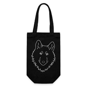 Loup - blanc - Sac à bouteille - noir - Devant