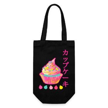 Kawaii Neon Rainbow Japan Cupcake - Geschenkbeutel für Flaschen - Schwarz - Vorne