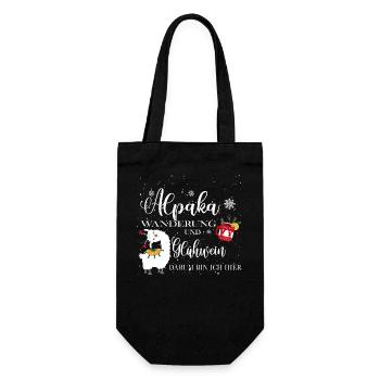 Alpaka Glühwein Wanderung - Geschenkbeutel für Flaschen - Schwarz - Vorne