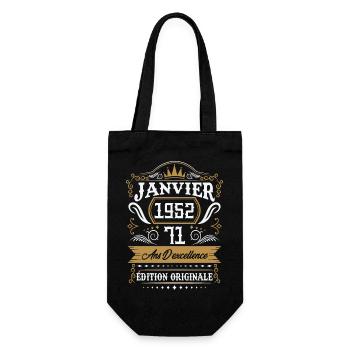January 1952 71 years retro birthday gift - Gift Bag for Bottles - black - Front