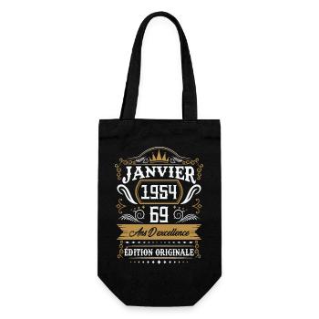 January 1954 69 years retro birthday gift - Gift Bag for Bottles - black - Front