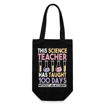 100 Tage sichere Leistung eines Lehrers für Naturwissenschaften - Geschenkbeutel für Flaschen - Schwarz - Vorne