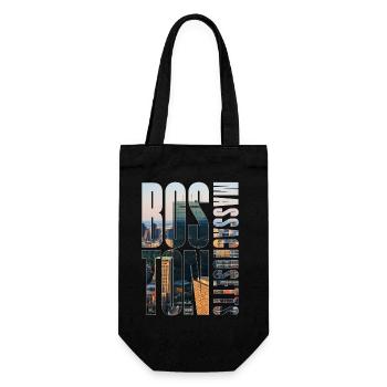 Boston Downtown Skyline Motif - Gift Bag for Bottles - black - Front