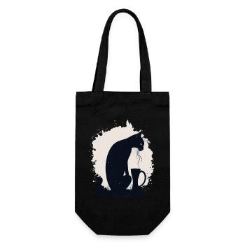 Black cat with coffee cup - Gift Bag for Bottles - black - Front
