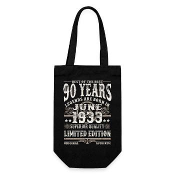 Geboren im Juni 1933 - 90 Jahre alt - Geschenkbeutel für Flaschen - Schwarz - Vorne