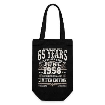 Born in Juni 1958 - 65 years old - Gift Bag for Bottles - black - Front