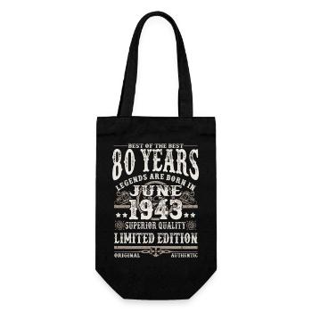 Geboren im Juni 1943 - 80 Jahre alt - Geschenkbeutel für Flaschen - Schwarz - Vorne