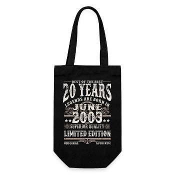 Born in Juni 2003 - 20 years old - Gift Bag for Bottles - black - Front