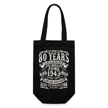 Legende geboren im Juni 1943 - 80 Jahre alt - Geschenkbeutel für Flaschen - Schwarz - Vorne