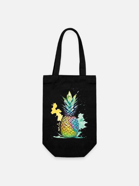 Ananas - Geschenkbeutel für Flaschen - Schwarz