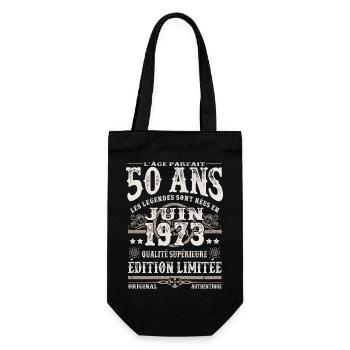 les légendes sont nées en juin 1973 - 50 ans - Sac à bouteille - noir - Devant
