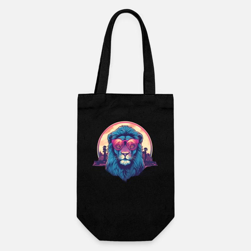 Synthwave Lion Sunset - Sac à bouteille - noir