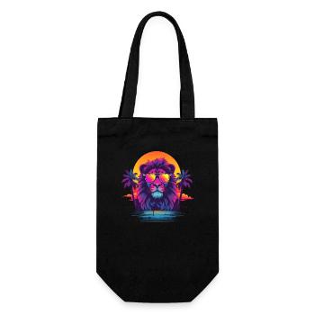 Synthwave Lion Sunset - Sac à bouteille - noir - Devant